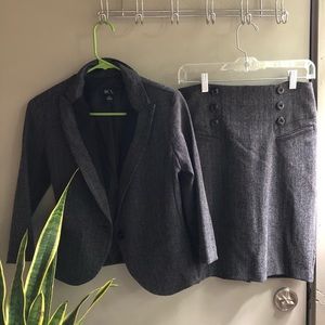 Charcoal heather skirt suit